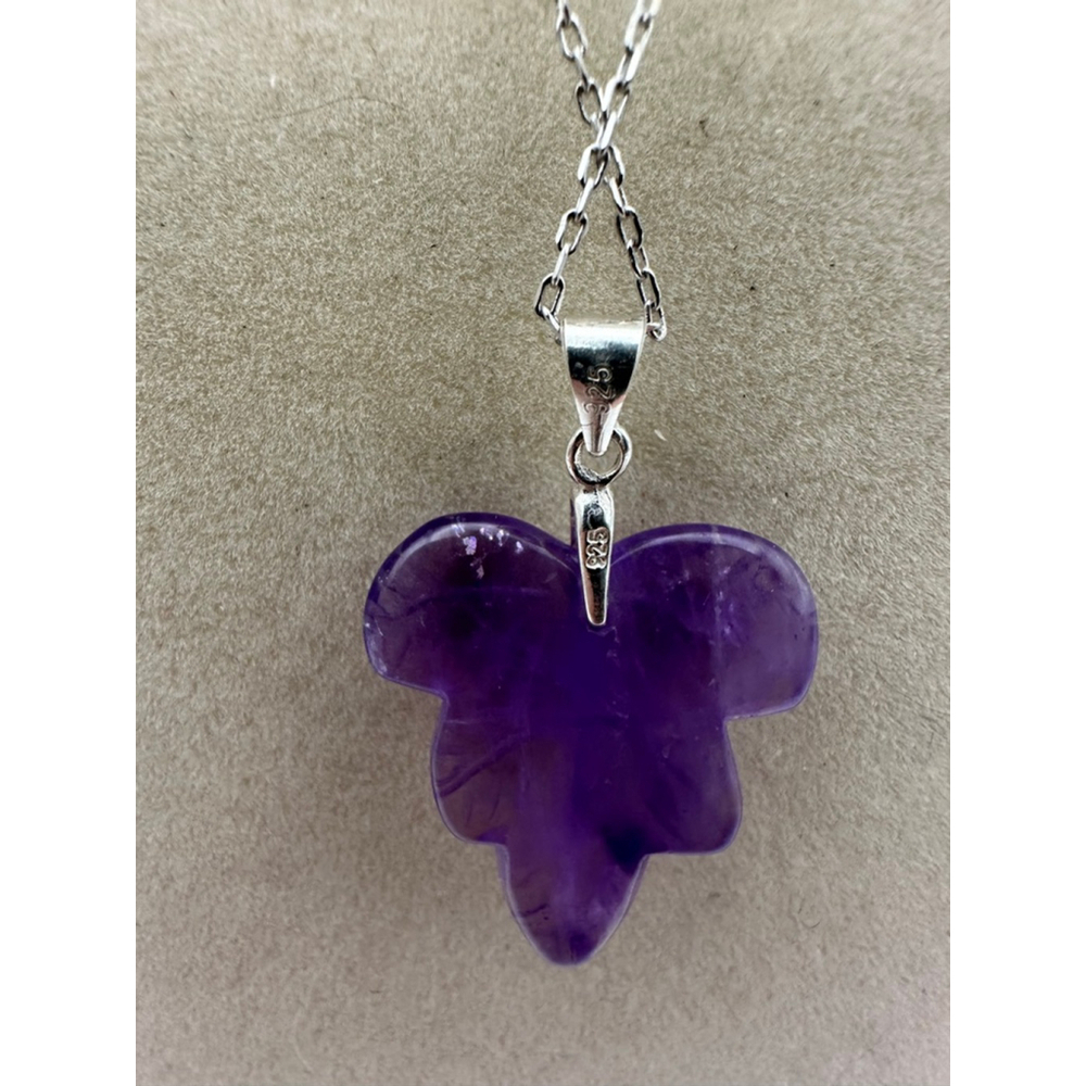 Amethyst Leaf Pendant Necklace - Picture 3 of 9